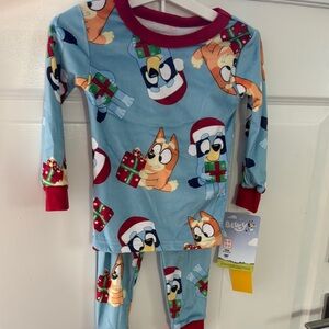 Bluey Kids Pajama Set - Festive Blue and Red